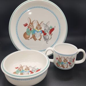 Vintage Mikasa Children's Dish Set - Plate, Bowl & Cup - Do-Re-Mi Pattern